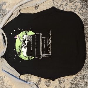 Peanuts Halloween Raglan T-shirt Snoopy Dracula Woodstock Witch Full Moon Large